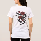 ヘビとバラのシャツ – ゴシックフローラヘビデザイン トライブレンドＴシャツ (裏面)