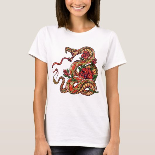 ヘビとバラ入れ Tシャツ (正面)