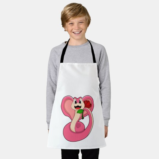 ヘビとバラ エプロン (着用した状態)