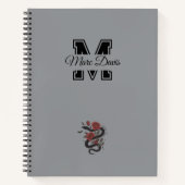 ヘビとバラ – ゴシックフローラヘビデザイン ノートブック (正面)