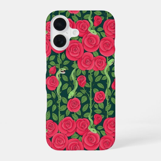 ヘビとバラ iPhone 16ケース (裏面)