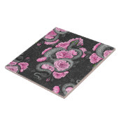 ヘビとピンクのバラ タイル (側面)