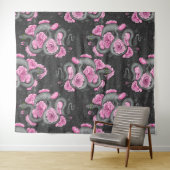 ヘビとピンクのバラ タペストリー (インサイチュ(横))