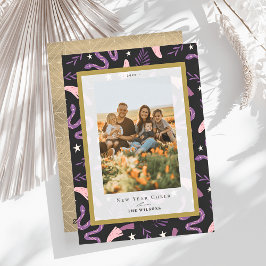 ヘビとマッシュルームブラック2写真中国の新年 シーズンカード