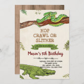 ヘビとワニの誕生日の招待状 招待状 (正面/裏面)