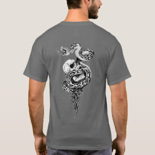 ヘビと壊れた人間のスカル Tシャツ