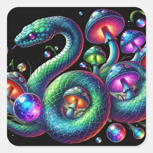 ヘビと胞子 スクエアシール (正面)