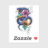 ヘビと花 シール (シート)