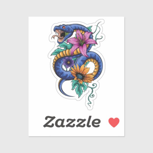 ヘビと花 シール (シート)