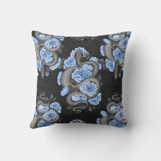 ヘビと青いバラ クッション (裏面)