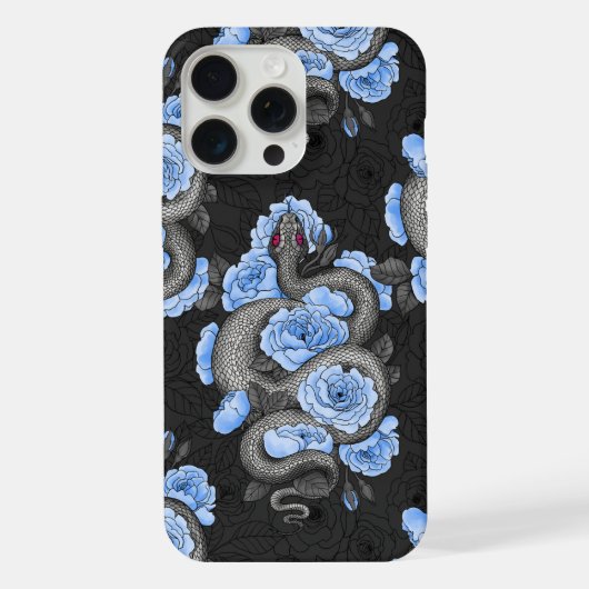 ヘビと青いバラ iPhoneケース (裏面)