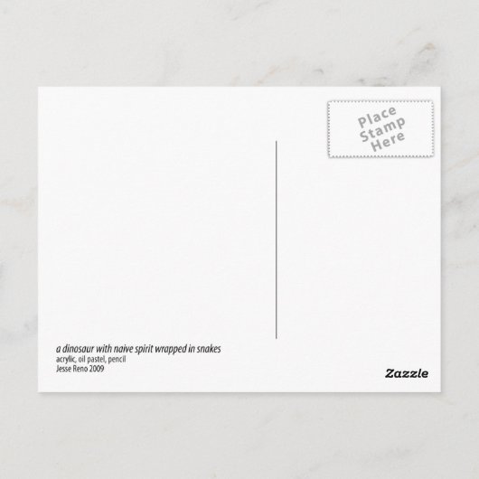 ヘビにうぶな人の精包まれた神を持つ恐竜 ポストカード (裏面)