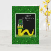 ヘビのおもしろいなユーモアの幸せなセントパトリックの日 カード (黄色い花)