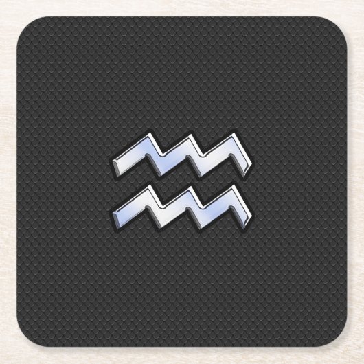 ヘビのアクエリアス〔占星術の〕十二宮図シンボルのようなクロム スクエアペーパーコースター (正面)