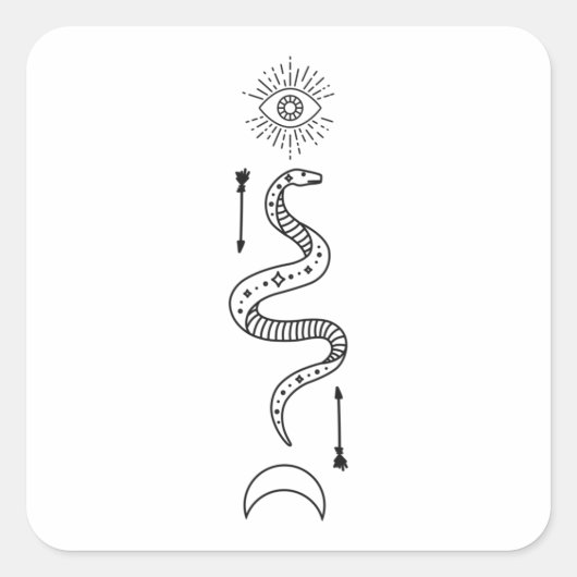 ヘビのオカルティスシンボルゴシックウィッカ スクエアシール (正面)