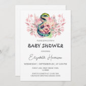 ヘビのジャングルガールベビーシャワー 招待状 (正面/裏面)