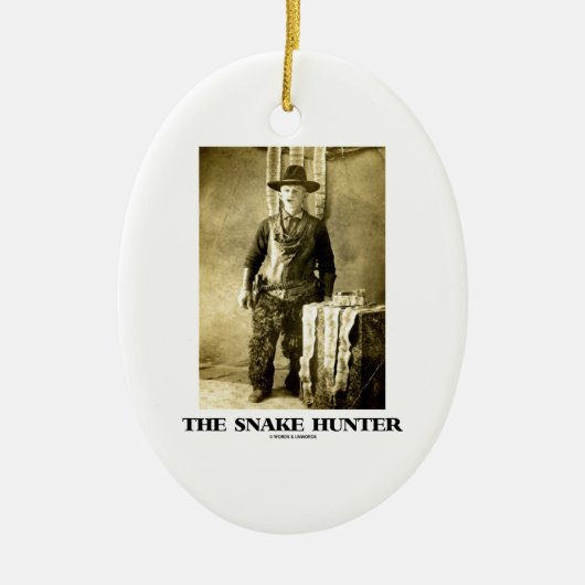 ヘビのハンター(ヴィンテージの写真のスネークスキン) セラミックオーナメント (正面)