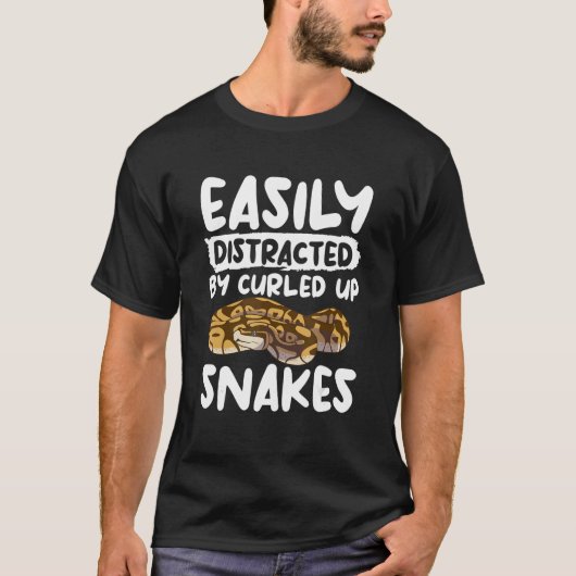 ヘビのボールPythonを丸めて簡単に気を取られる Tシャツ (正面)