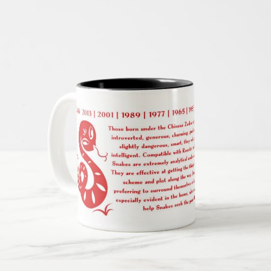 ヘビのマグの中国のな(占星術の)十二宮図年 ツートーンマグカップ (正面左)