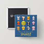 ヘビの中国のな(占星術の)十二宮図動物年 缶バッジ (正面&裏面)