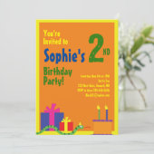 ヘビの動物の子供の誕生日パーティーの招待状 招待状 (スタンド正面)