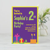 ヘビの動物の子供の誕生日パーティーの招待状 招待状 (スタンド正面)