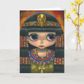 ヘビの天飾りおよびAnkhの大きい目Cleopatra カード (黄色い花)