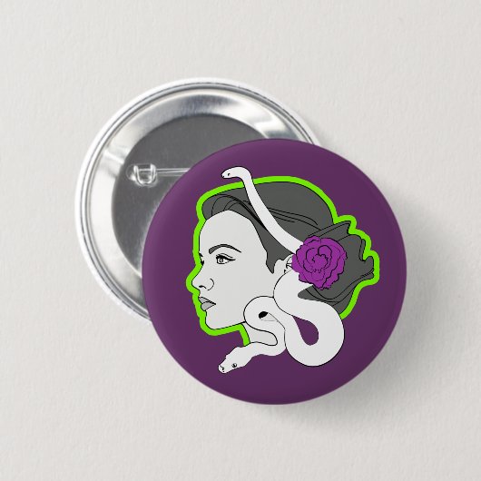 ヘビの女性 缶バッジ (正面&裏面)