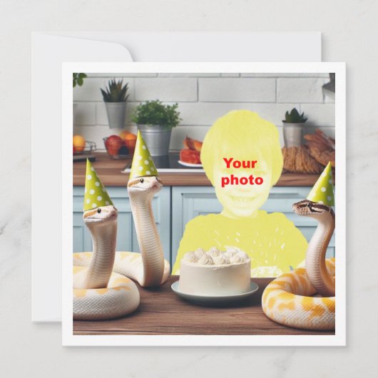 ヘビの子供、ヘビの誕生日、ヘビ カード (正面)