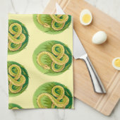 ヘビの年2025:幸運と繁栄を抱く キッチンタオル (四つ折り)