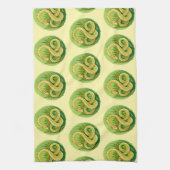 ヘビの年2025:幸運と繁栄を抱く キッチンタオル (縦)