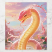 ヘビの年2025：幸運と繁栄を抱く ワインラベル (シングルラベル)