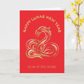 ヘビの年 カード (黄色い花)