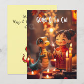 ヘビの年（キッズキャンドルライト）グリーティングカード アドバイスカード (正面/裏面)