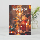 ヘビの年（キッズキャンドルライト）グリーティングカード アドバイスカード (スタンド正面)