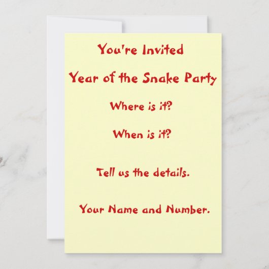 ヘビの年 招待状 (裏面)