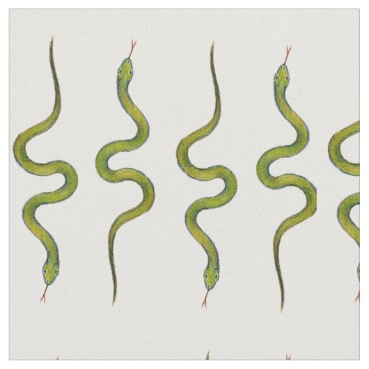 ヘビの手描きの緑の滑り込むうろこ状のヘビ ファブリック (クローズアップ)