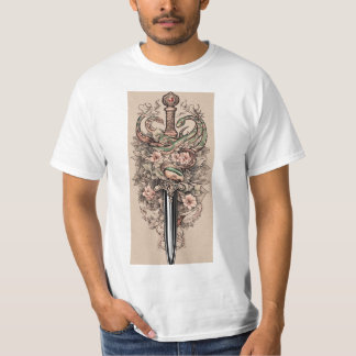 「ヘビの抱擁スタイリッシュスネークグラフィックTシャツ」 Tシャツ
