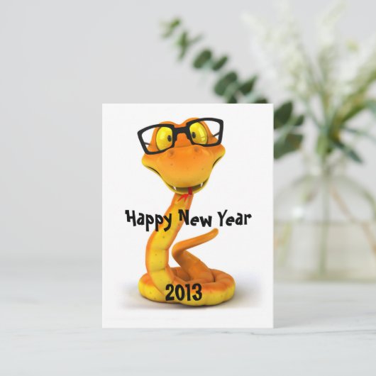 ヘビの男|のかわいく中国のな(占星術の)十二宮図の印 シーズンポストカード (スタンド正面)