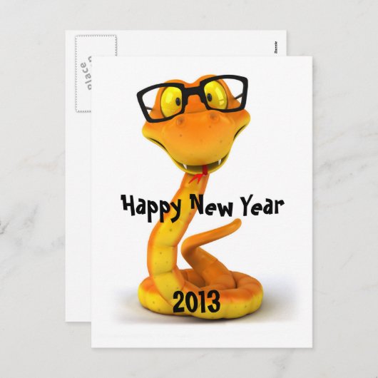 ヘビの男|のかわいく中国のな(占星術の)十二宮図の印 シーズンポストカード (正面/裏面)