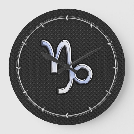 ヘビの皮にクロムのような山羊座〔占星術の〕十二宮図シンボルを付ける ラージ壁時計 (正面)
