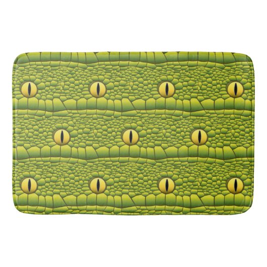 ヘビの目のパターン – 抽象芸術緑の爬虫類 バスマット (正面)