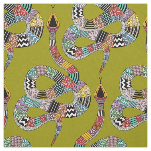 ヘビの葉を使った緑色 ファブリック (見本)