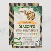 ヘビの誕生日のパーティの招待状 招待状 (正面/裏面)