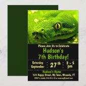 ヘビの誕生日招待状 招待状 (正面/裏面)