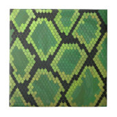 ヘビの黒いおよび緑のプリント タイル (正面)
