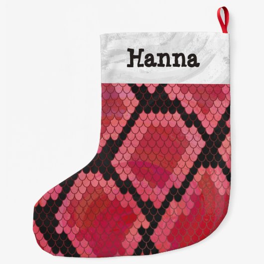 ヘビの黒および赤 ラージクリスマスストッキング (裏面)