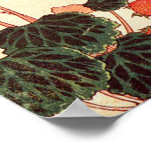 ヘビイチゴに小鳥, 北斎 Bird and Mock Strawberry, Hokusai ポスター (角)