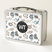 ヘビカラフル爬虫類動物模様モノグラム メタルランチボックス (裏面)