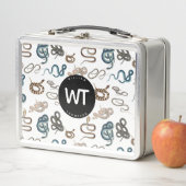 ヘビカラフル爬虫類動物模様モノグラム メタルランチボックス (インサイチュ)